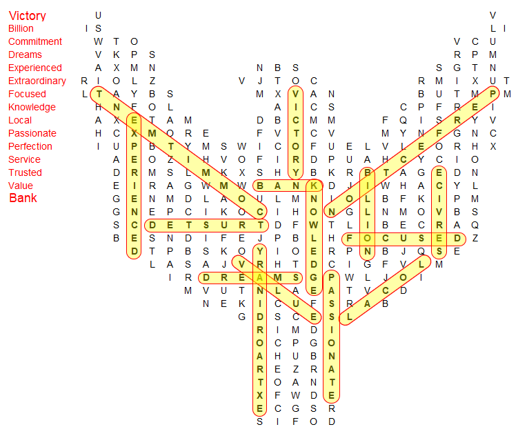 Word Search Answer Key